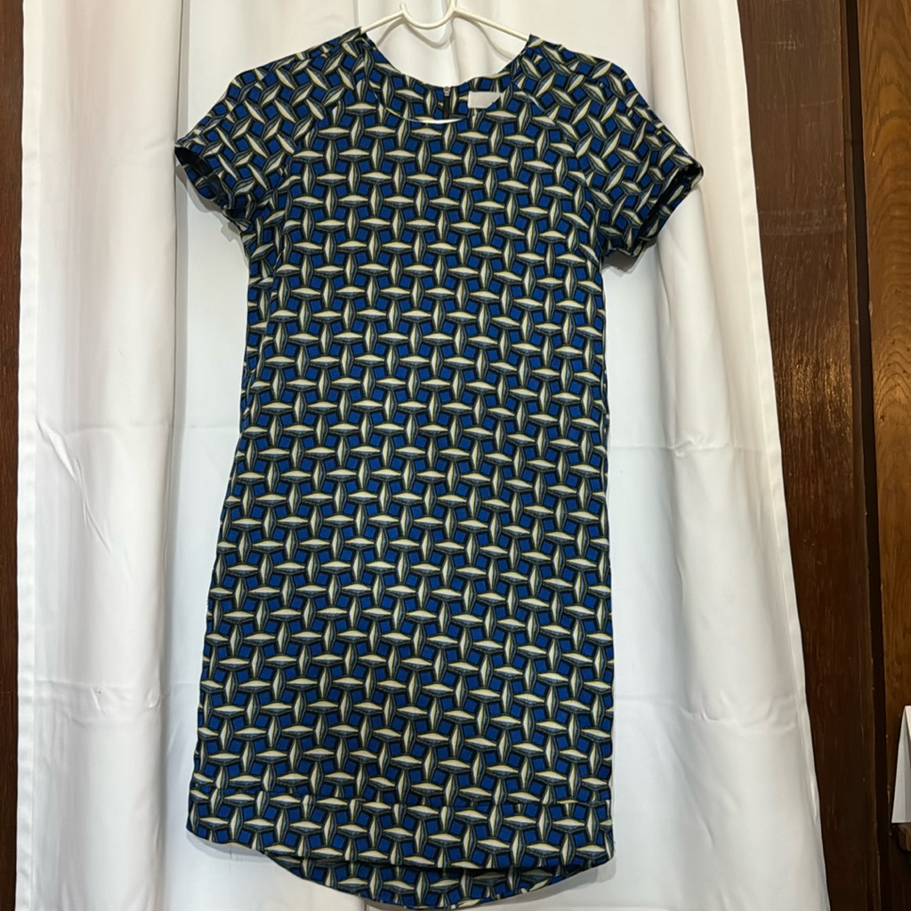 Nwot Sans Souci Size Small Blue And Yellow Short Sleeve Dress